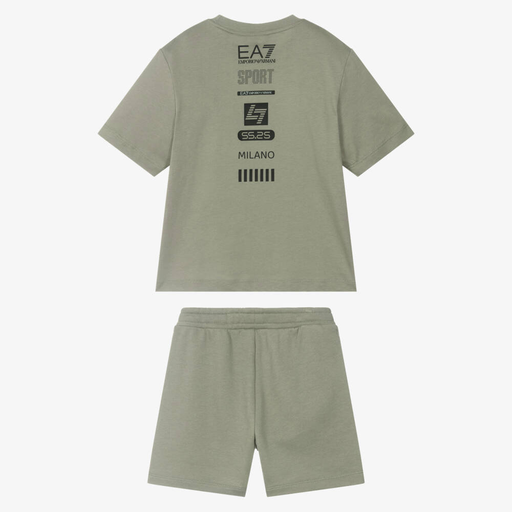 EA7 Emporio Armani-Boys Verdant Cotton Shorts Ensemble | Childrensalon Outlet