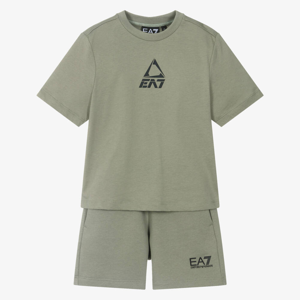EA7 Emporio Armani-Boys Verdant Cotton Shorts Ensemble | Childrensalon Outlet