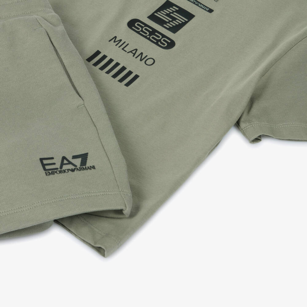 EA7 Emporio Armani-Boys Verdant Cotton Shorts Ensemble | Childrensalon Outlet