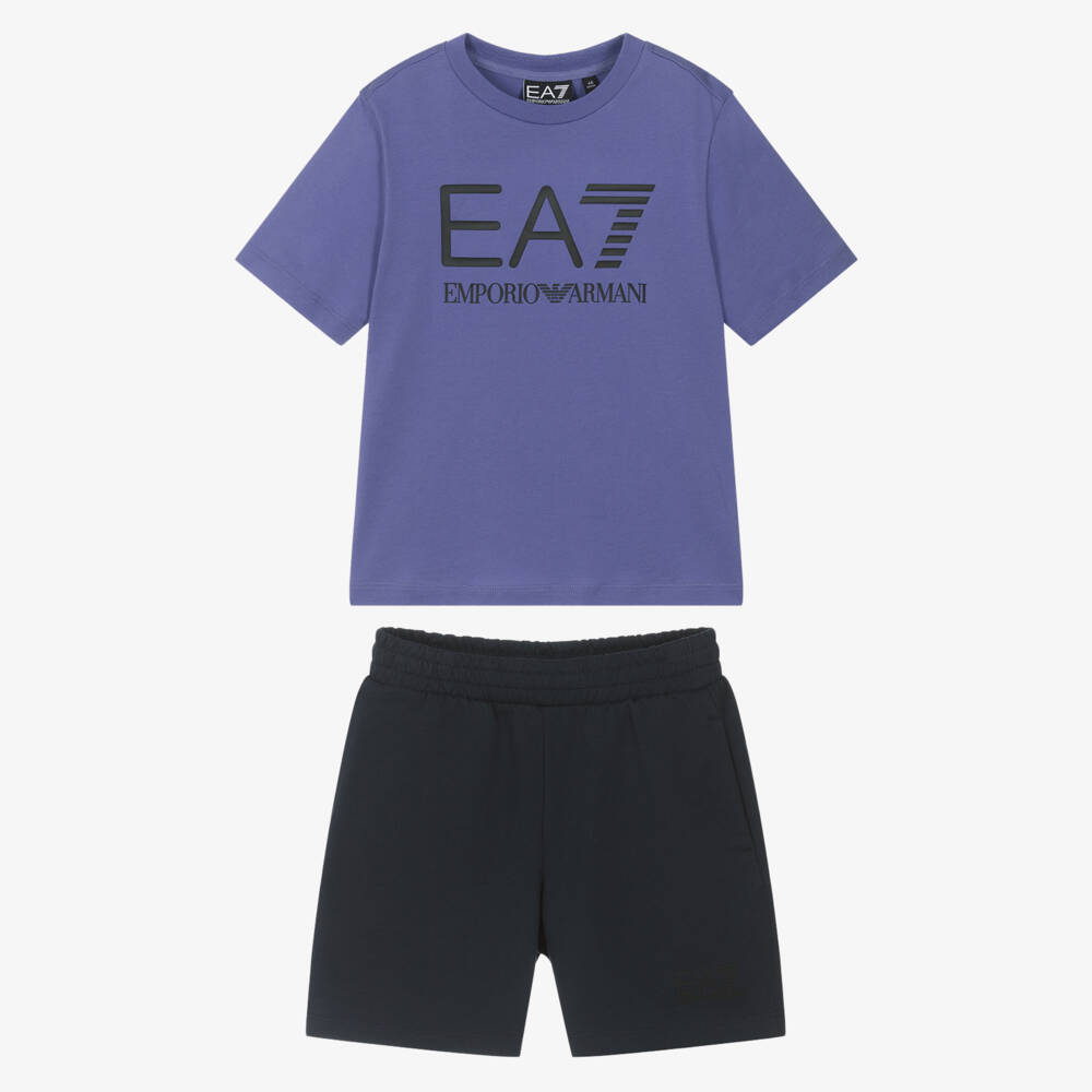 EA7 Emporio Armani-Boys Vibrant Cotton Shorts Ensemble | Childrensalon Outlet
