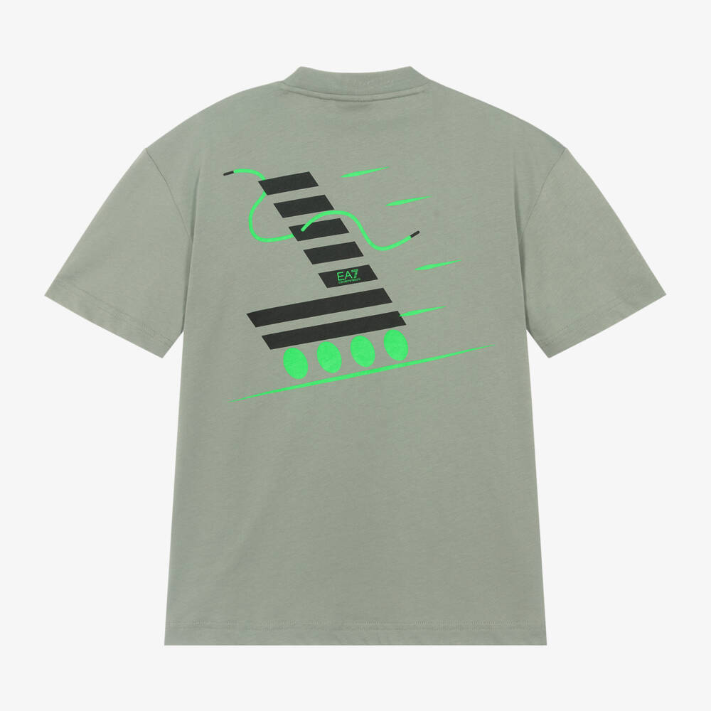 EA7 Emporio Armani-Boys Vibrant Green Cotton Tee | Childrensalon Outlet