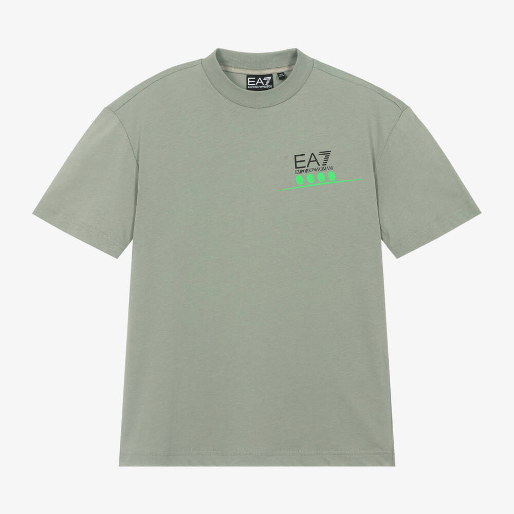 EA7 Emporio Armani-Boys Vibrant Green Cotton Tee | Childrensalon Outlet