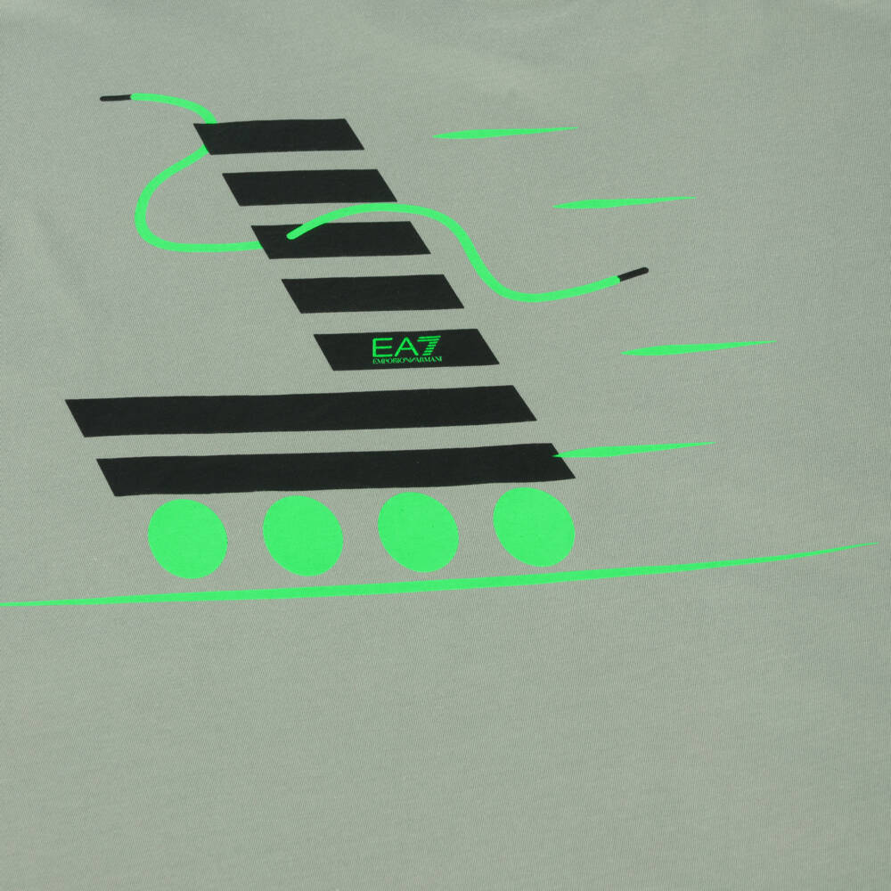 EA7 Emporio Armani-Boys Vibrant Green Cotton Tee | Childrensalon Outlet