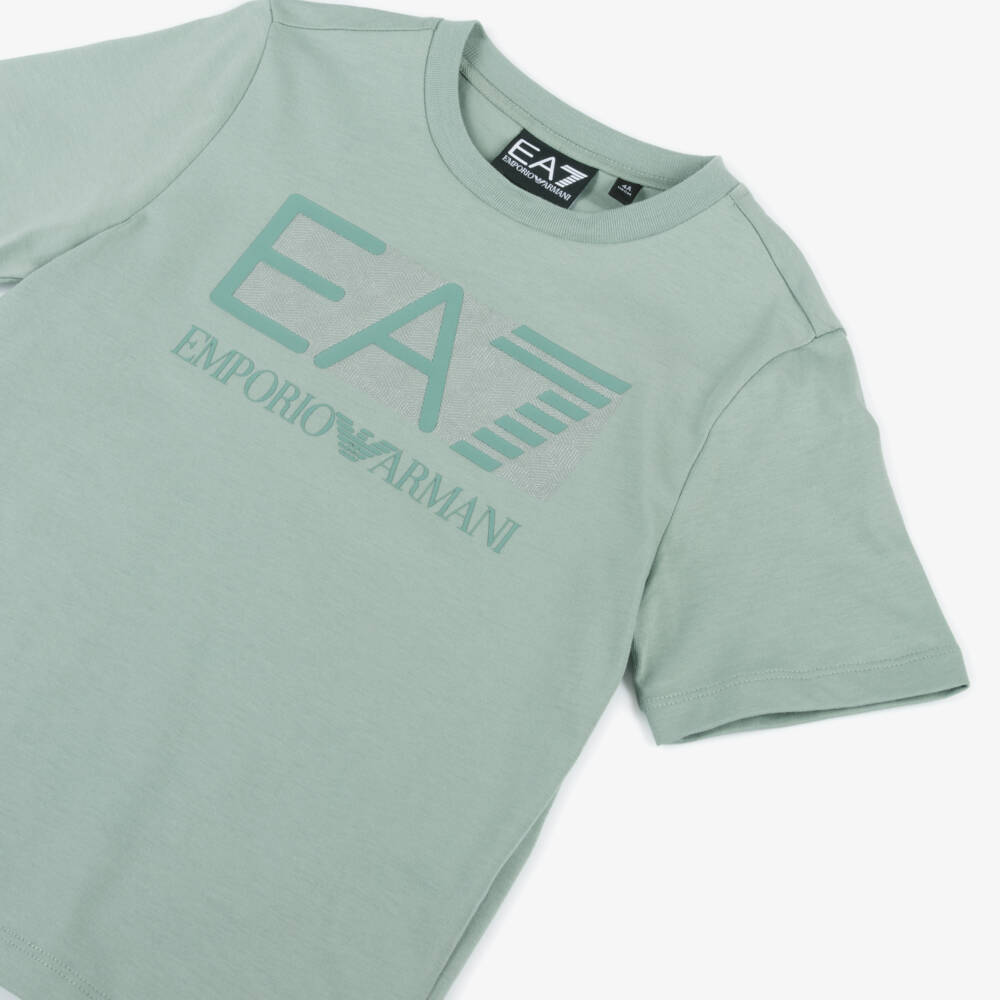 EA7 Emporio Armani-Boys Vibrant Green Cotton Tee | Childrensalon Outlet
