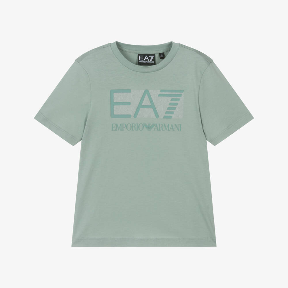 EA7 Emporio Armani-Boys Vibrant Green Cotton Tee | Childrensalon Outlet