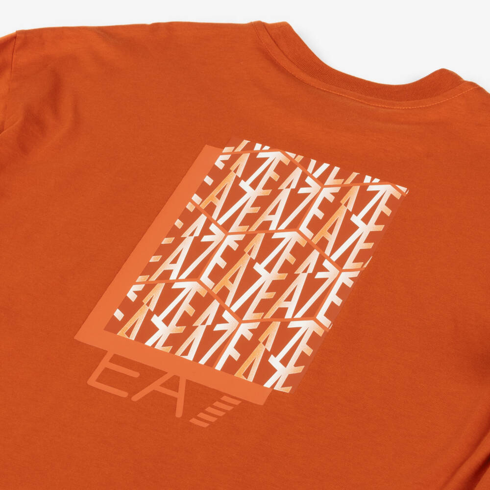 EA7 Emporio Armani-Boys Vibrant Orange Graphic Tee | Childrensalon Outlet