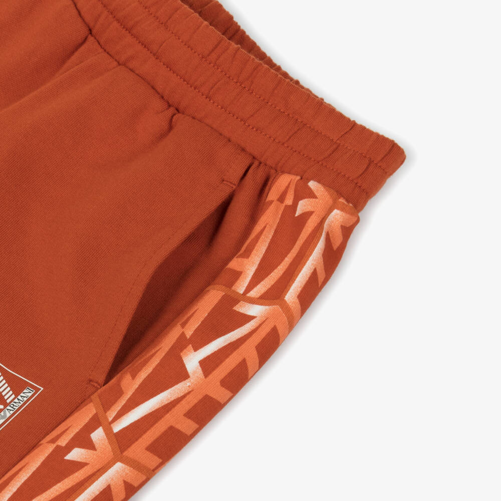 EA7 Emporio Armani-Boys Vibrant Orange Logo Shorts | Childrensalon Outlet