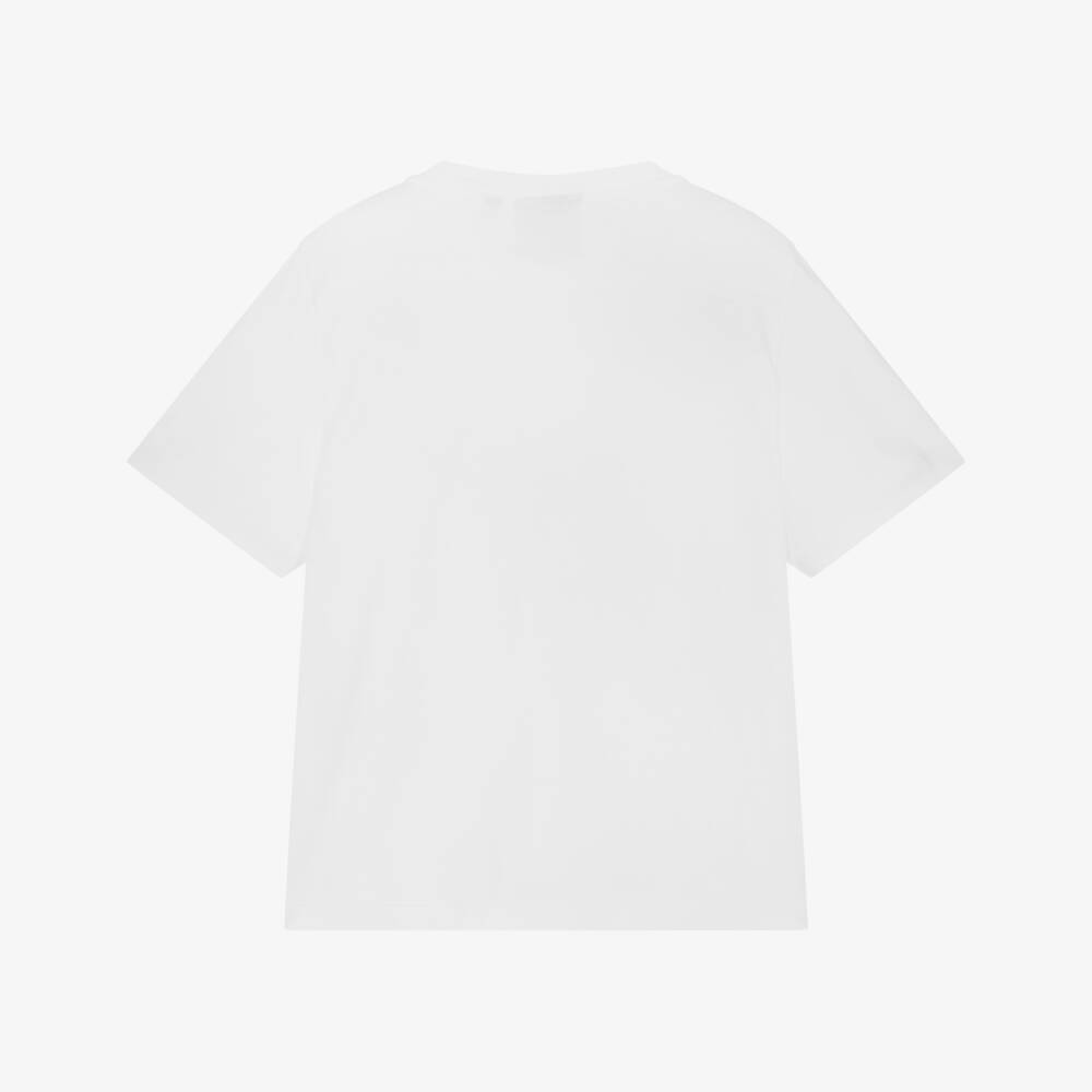 EA7 Emporio Armani-Boys White EA7 Logo Cotton T-Shirt | Childrensalon Outlet