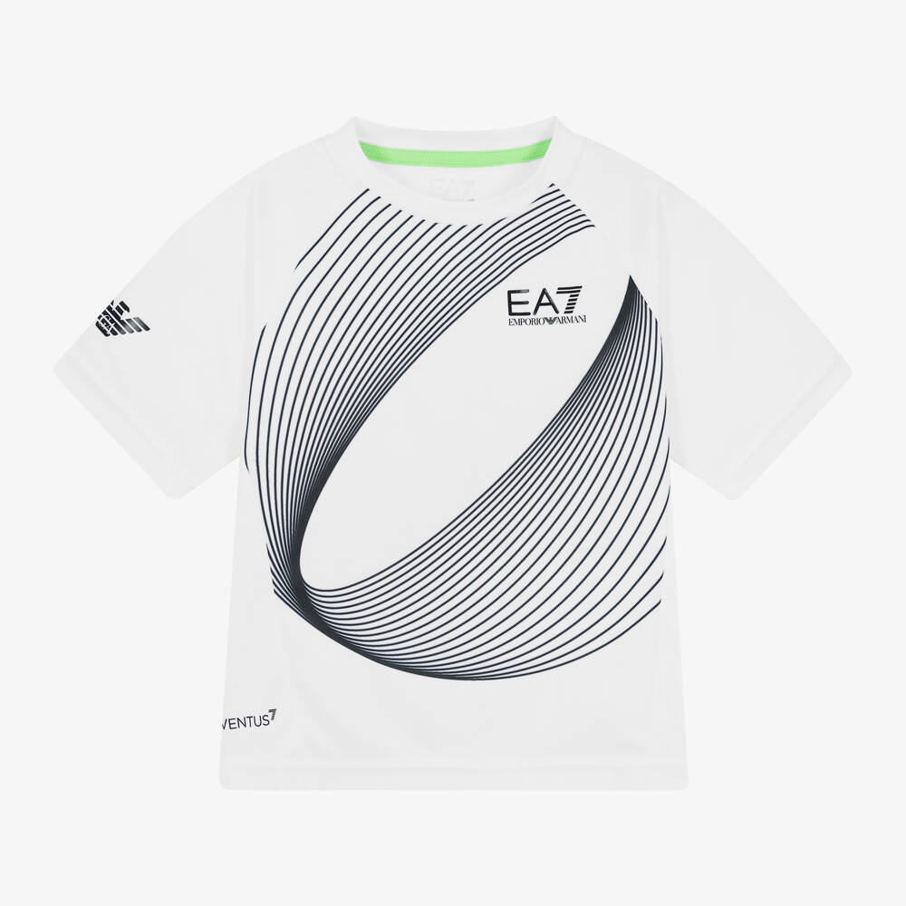 EA7 Emporio Armani-Boys White Sports T-Shirt | Childrensalon Outlet