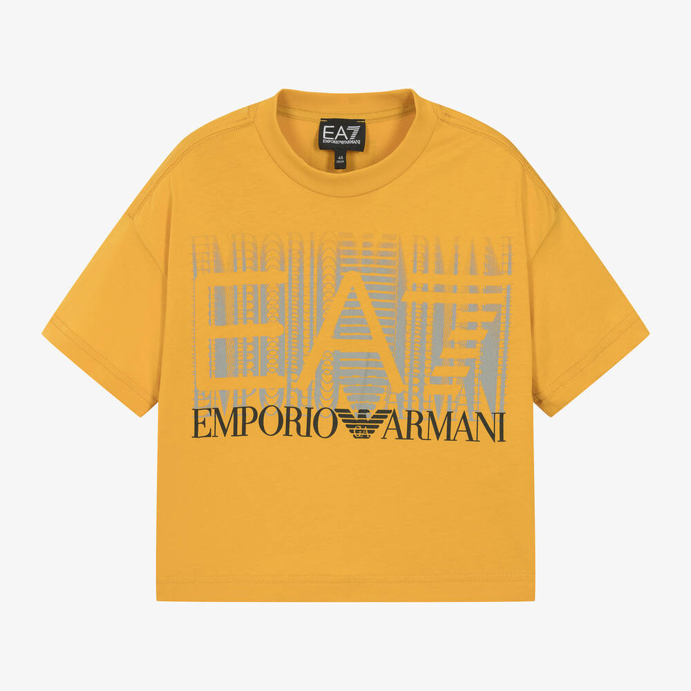Boys Yellow Cotton Graphic T Shirt