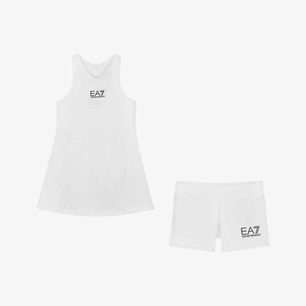 EA7 Emporio Armani-Girls Active White Tennis Ensemble | Childrensalon Outlet