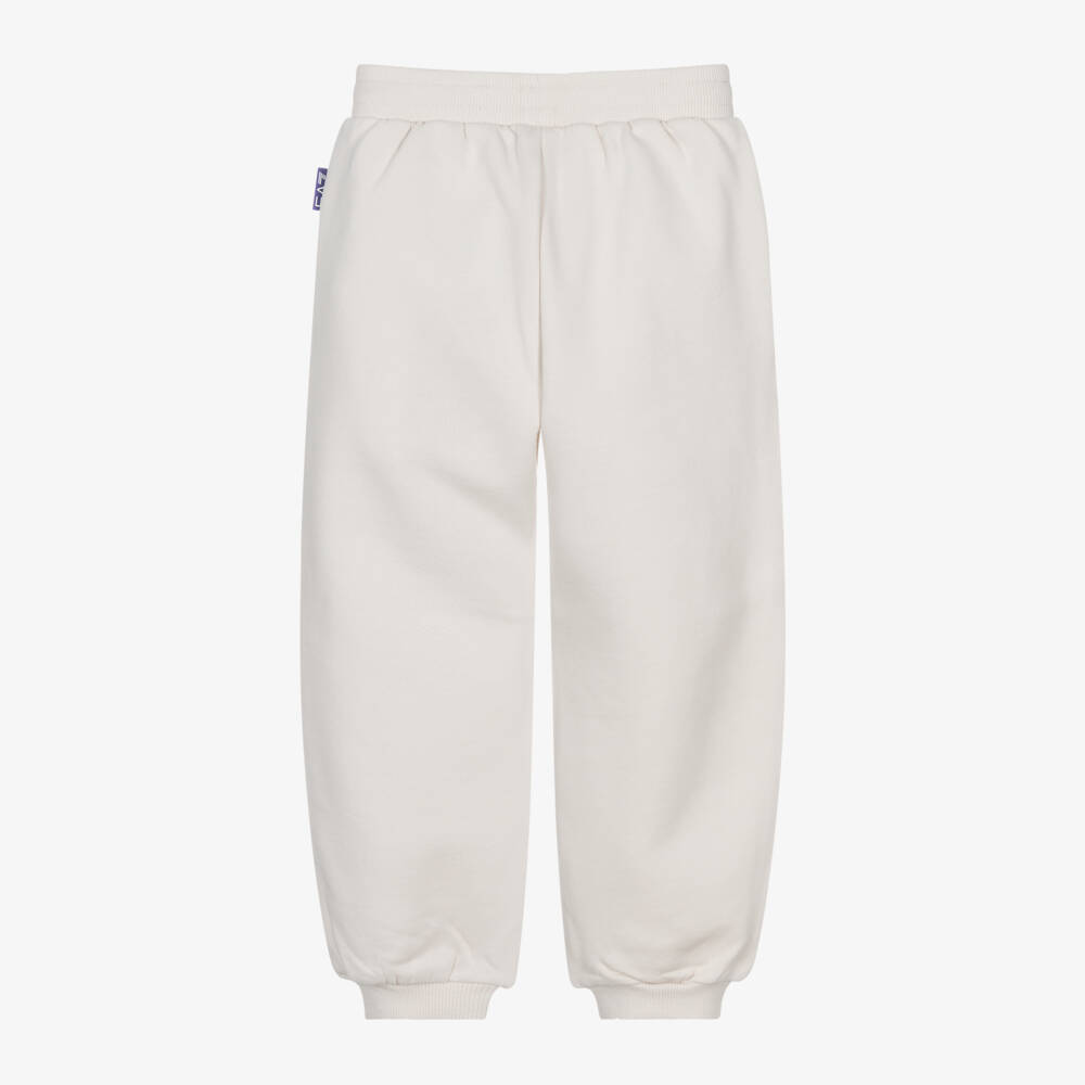 EA7 Emporio Armani-Girls Beige Comfy Logo Trousers | Childrensalon Outlet