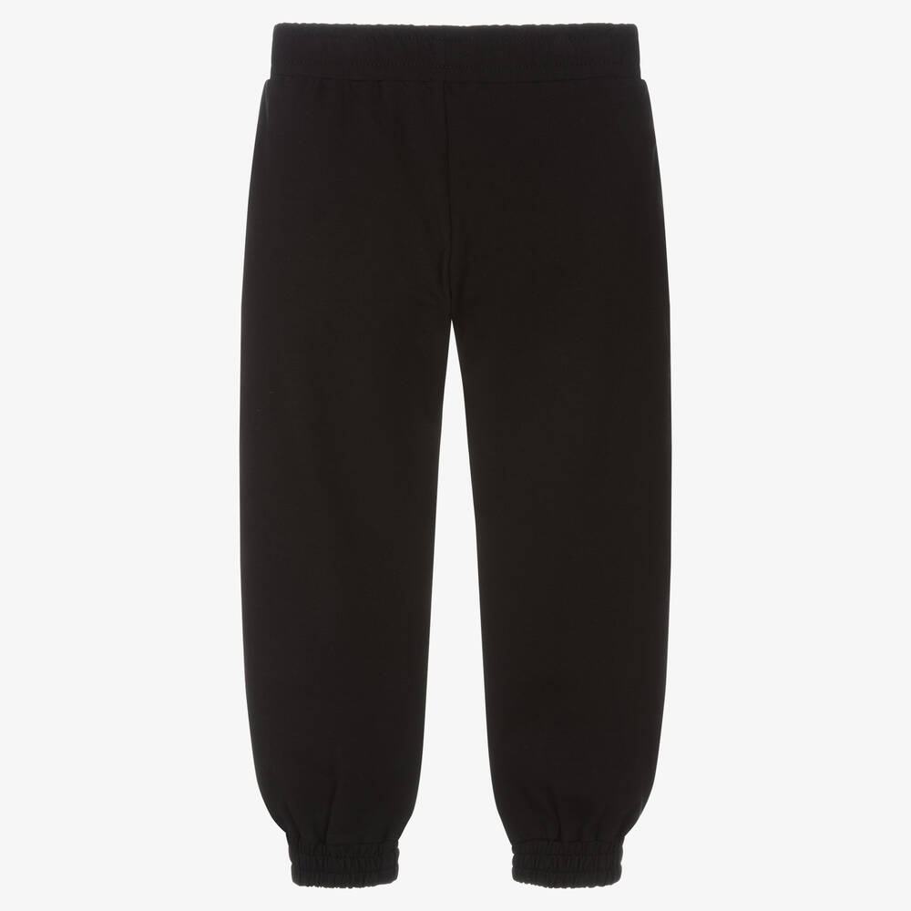 EA7 Emporio Armani Girls Black Cotton Logo Joggers Childrensalon Outlet