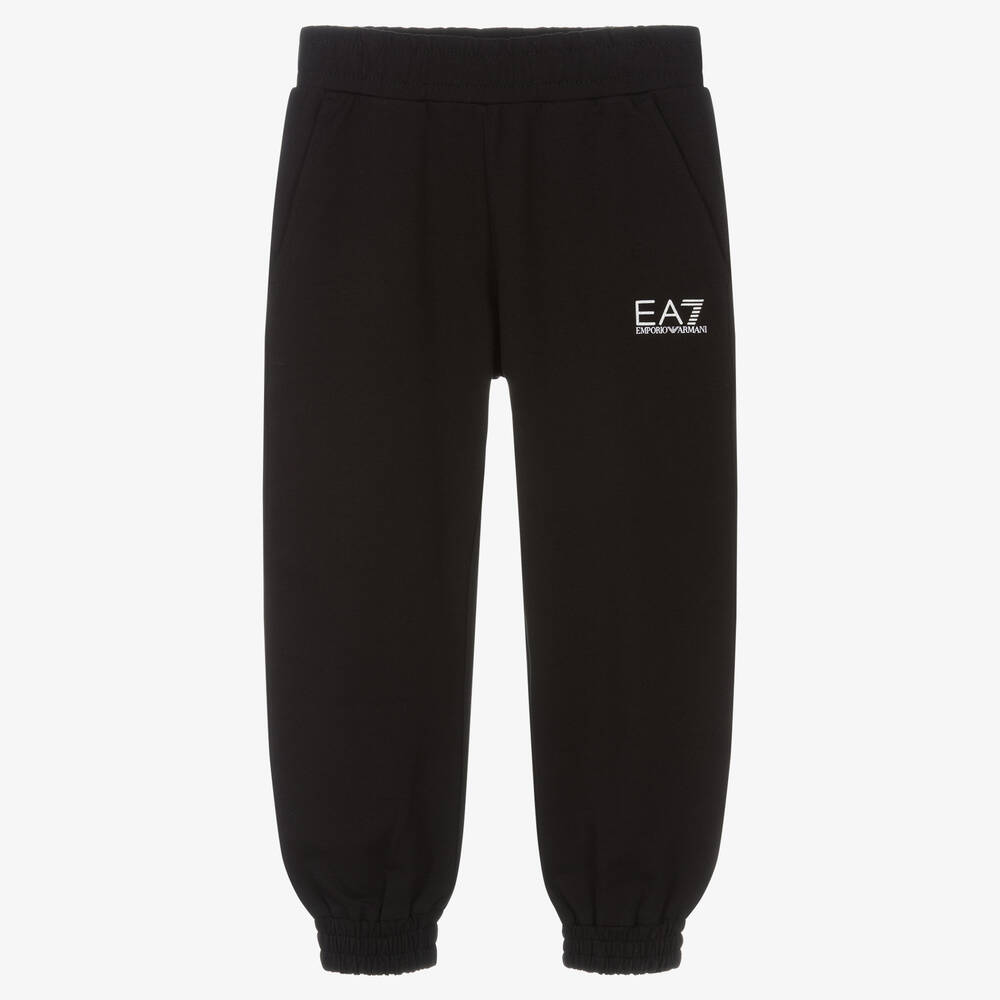 EA7 Emporio Armani - Bas de jogging noir en coton fille | Childrensalon