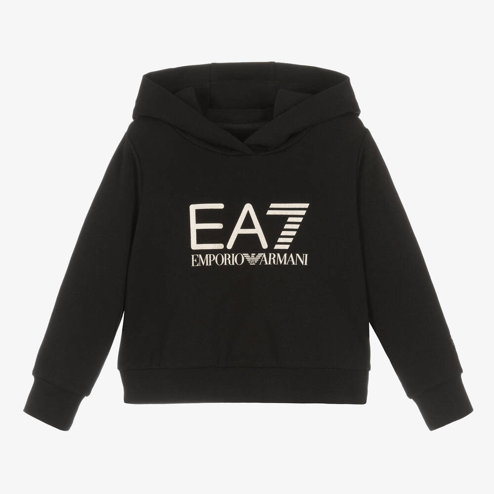 EA7 Emporio Armani - Baumwoll-Kapuzenpulli Schwarz/Gold | Childrensalon