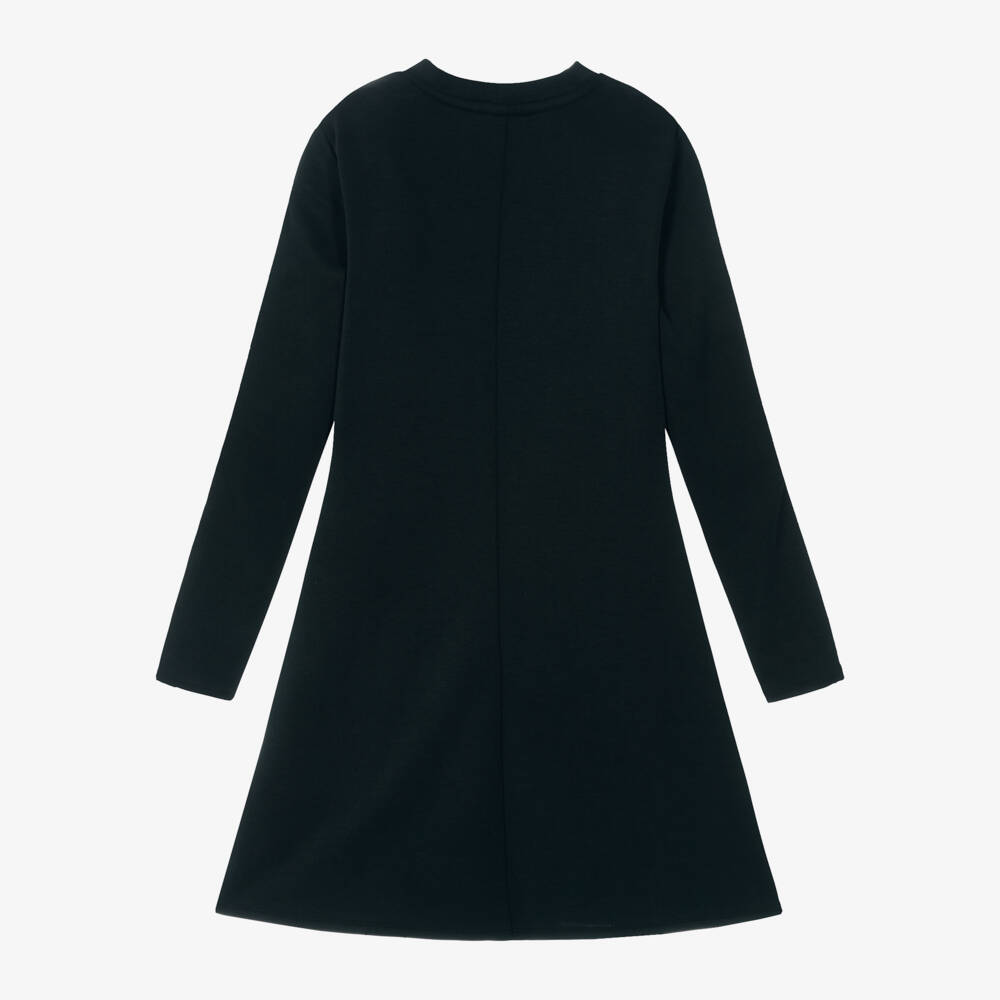EA7 Emporio Armani-Girls Black Jersey Dress with Trim | Childrensalon Outlet