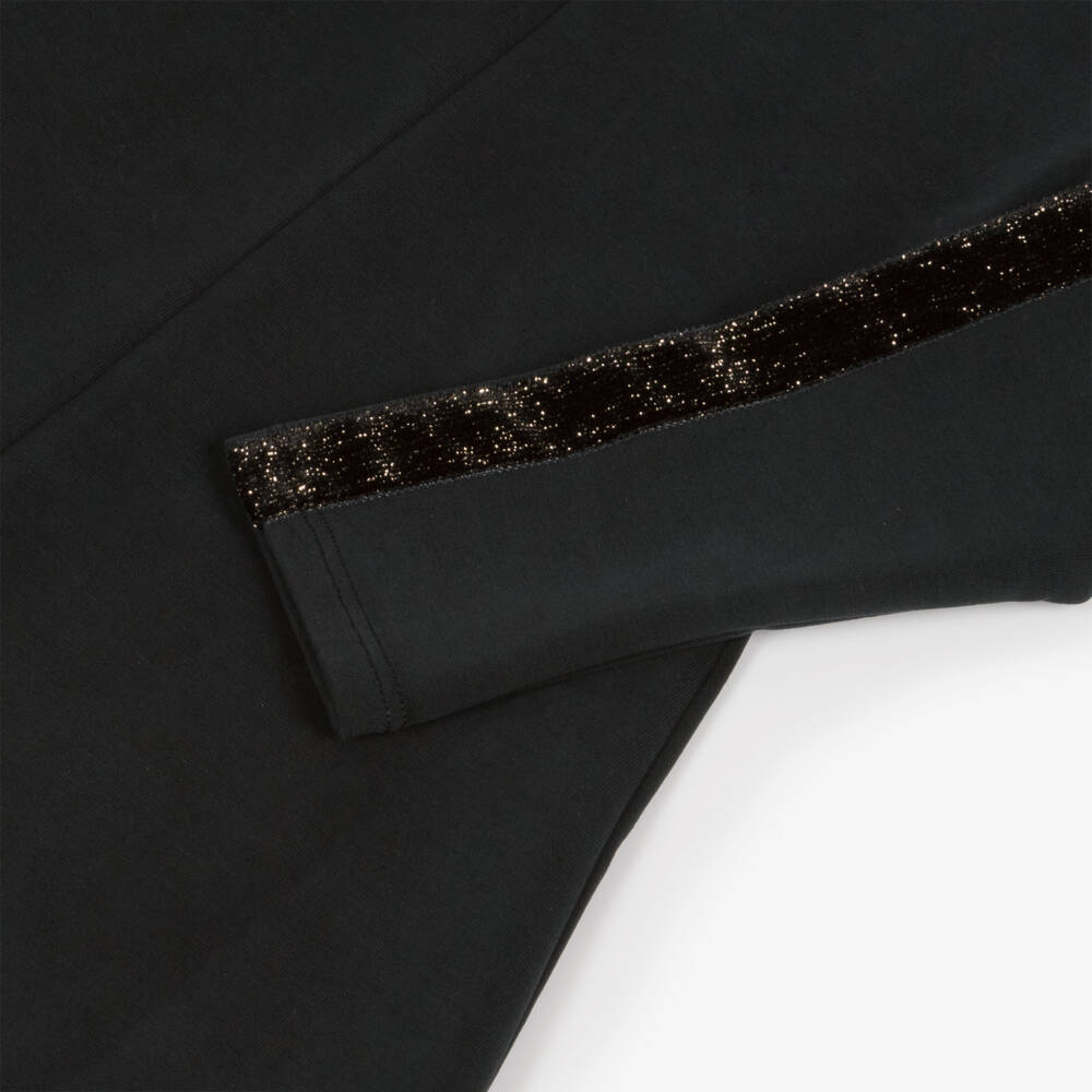 EA7 Emporio Armani-Girls Black Jersey Dress with Trim | Childrensalon Outlet