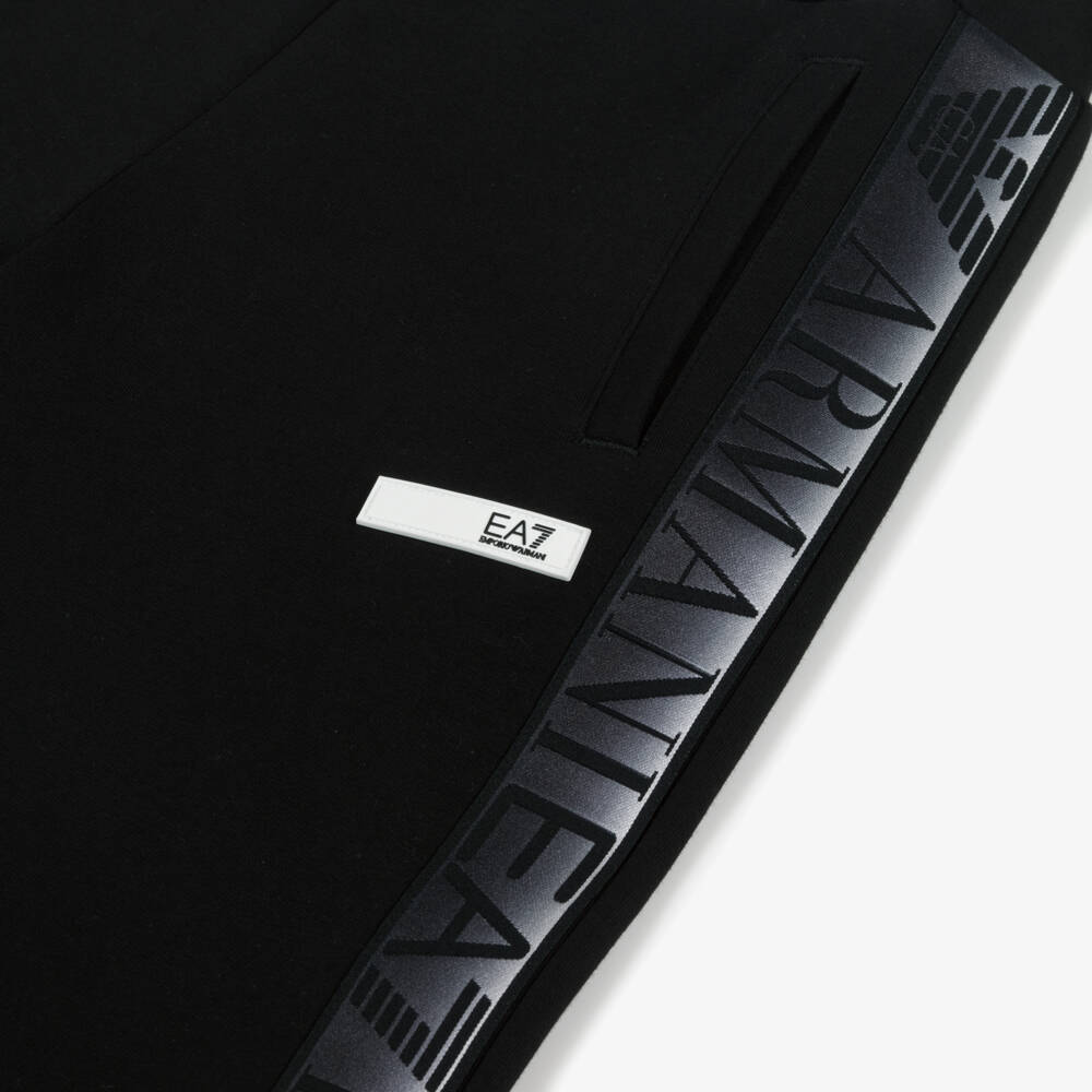 EA7 Emporio Armani-بنطلون رياضي أسود للبنات بشعار جانبي | Childrensalon Outlet