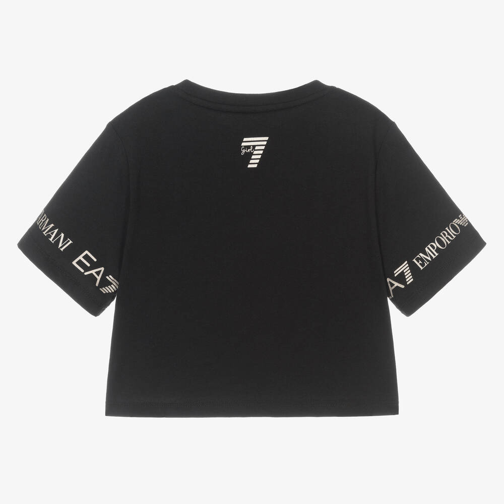 EA7 Emporio Armani Girls Black Logo T Shirt Childrensalon Outlet