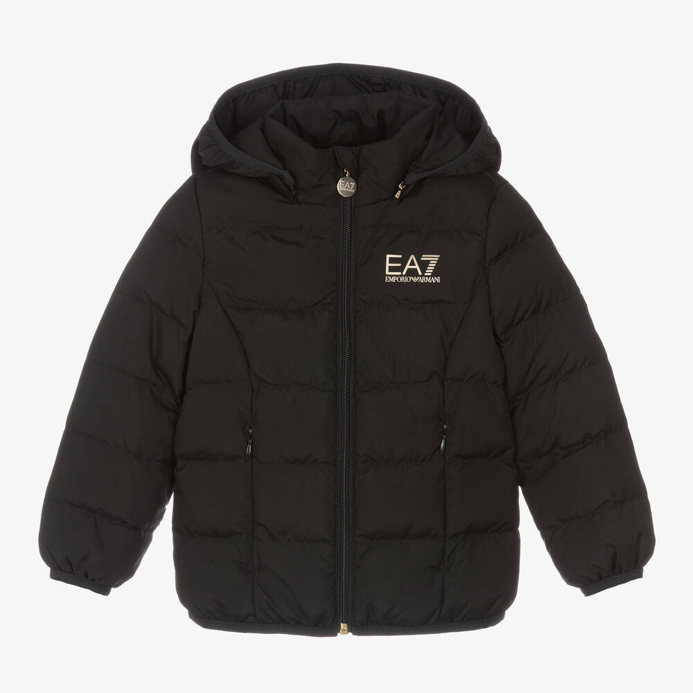 EA7 Emporio Armani - Girls Black Padded Jacket | Childrensalon