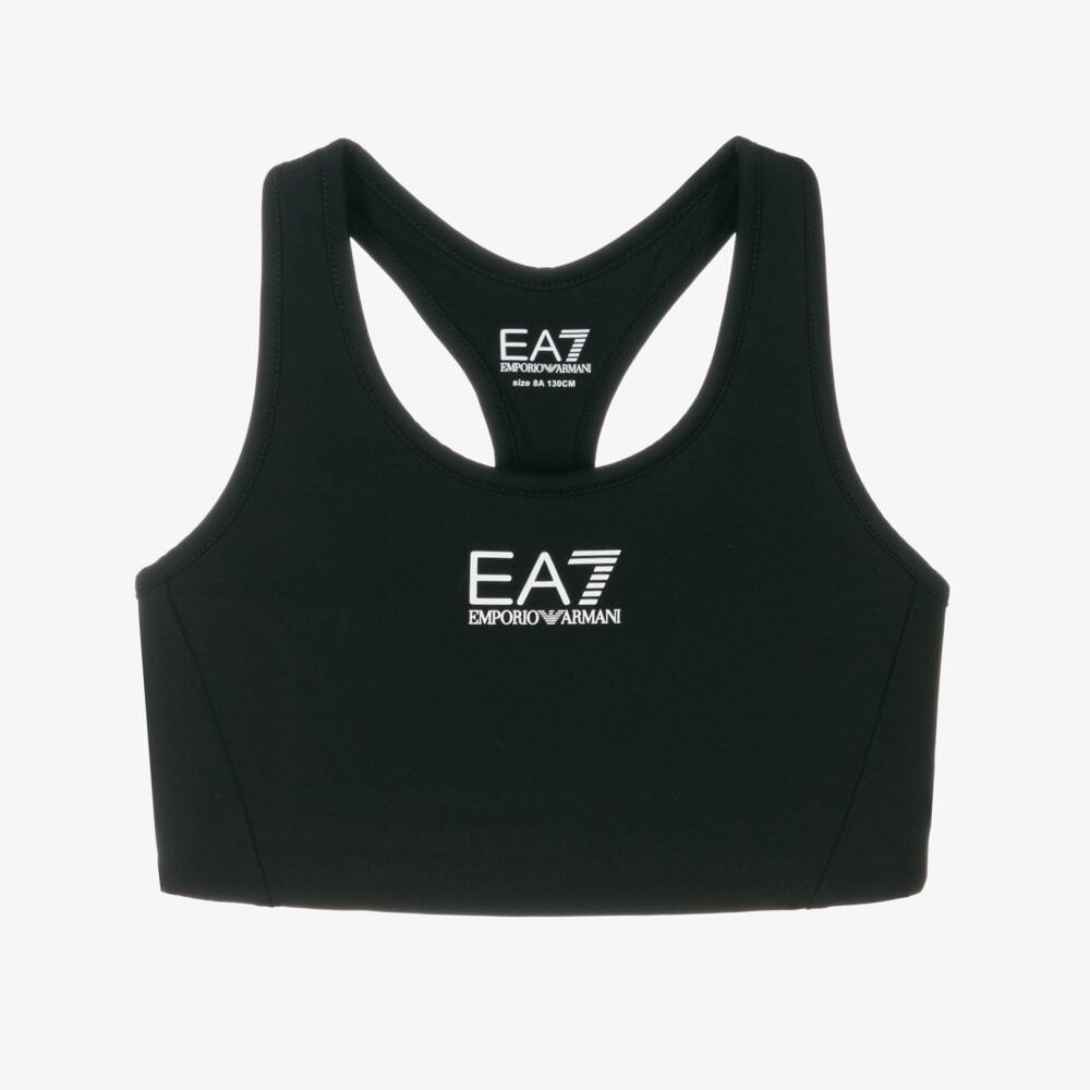EA7 Emporio Armani-Girls Black Quick-Dry Racerback Top | Childrensalon Outlet