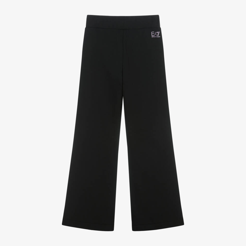 EA7 Emporio Armani-Girls Black Wide Leg Trousers | Childrensalon Outlet