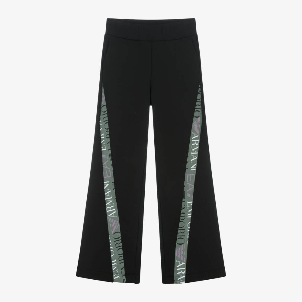 EA7 Emporio Armani-Girls Black Wide Leg Trousers | Childrensalon Outlet