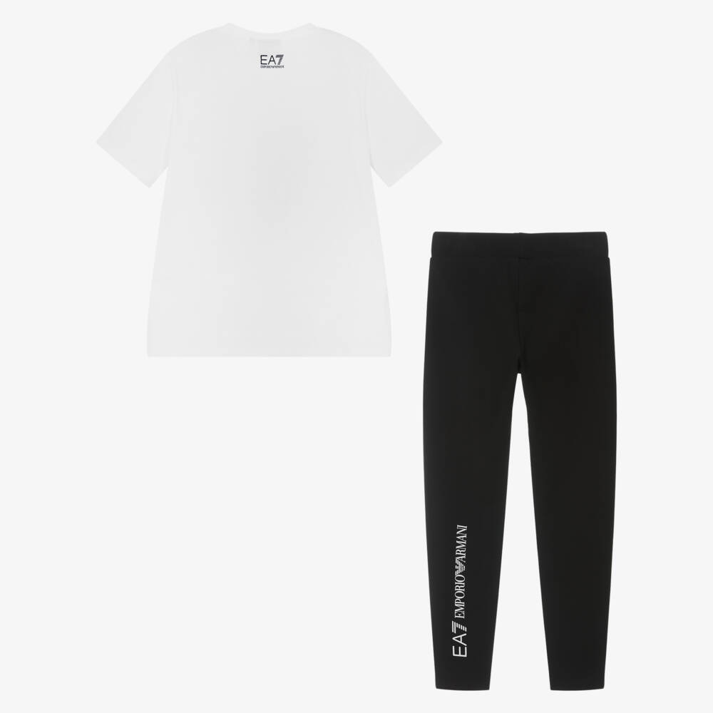 EA7 Emporio Armani-Girls Contrast Cotton Leggings Ensemble | Childrensalon Outlet