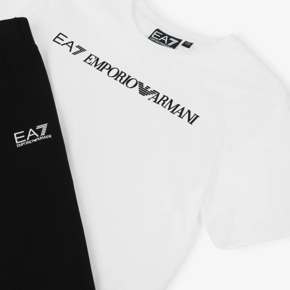 EA7 Emporio Armani-Girls Contrast Cotton Leggings Ensemble | Childrensalon Outlet