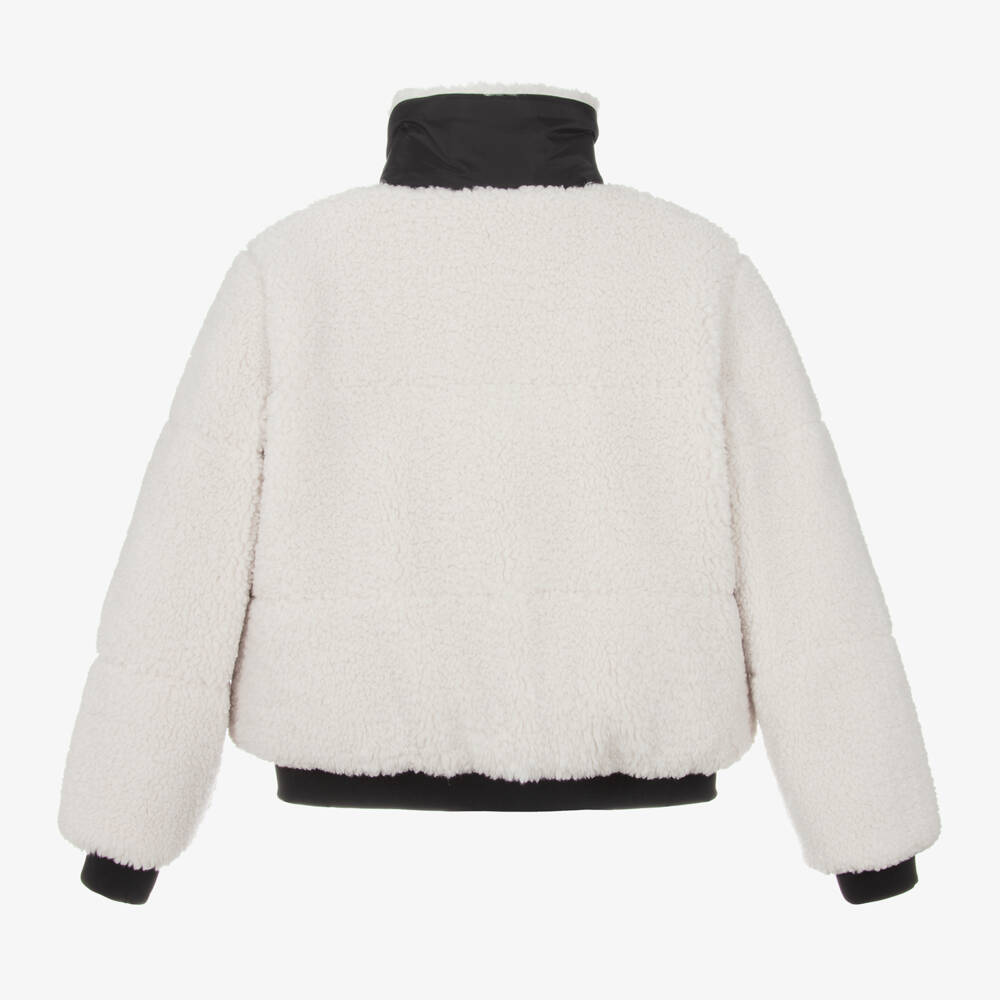 EA7 Emporio Armani-Girls Cream Fleece Zip Jacket | Childrensalon Outlet