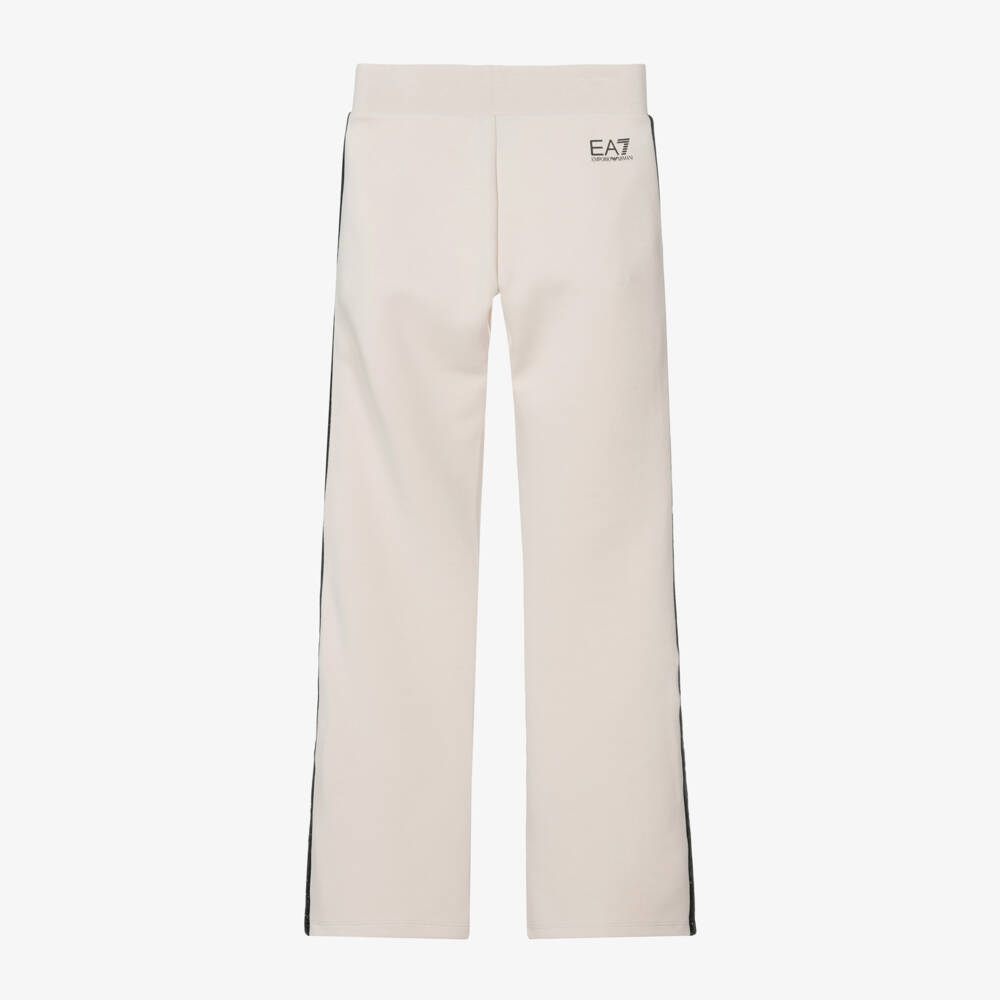 EA7 Emporio Armani-Girls Cream Modal Stretch Trousers | Childrensalon Outlet