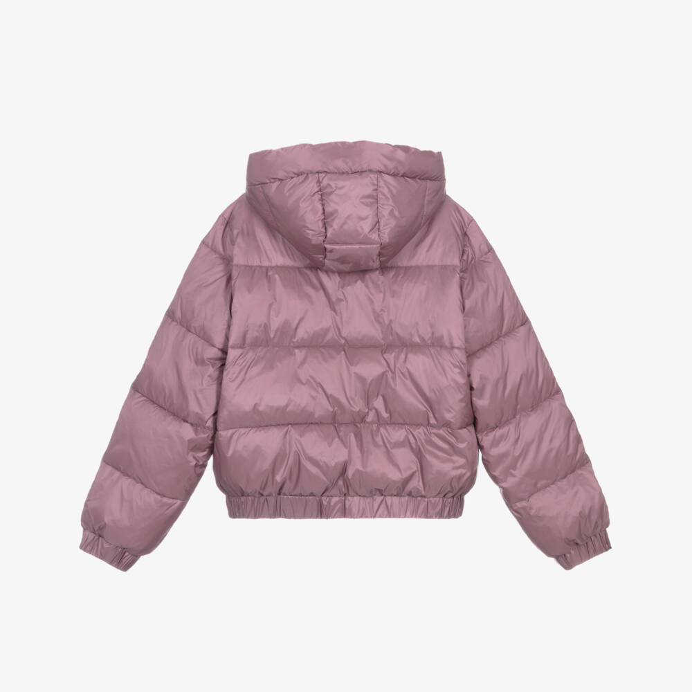 EA7 Emporio Armani-Пуховик с капюшоном розовый для девочек | Childrensalon Outlet