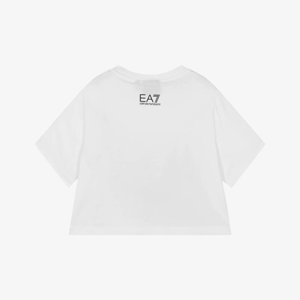 EA7 Emporio Armani-Girls Elegant White Jersey Tee | Childrensalon Outlet
