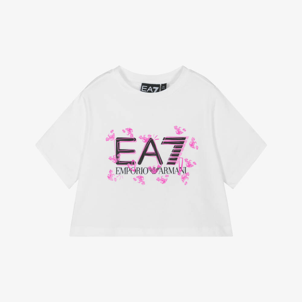 EA7 Emporio Armani-Girls Elegant White Jersey Tee | Childrensalon Outlet