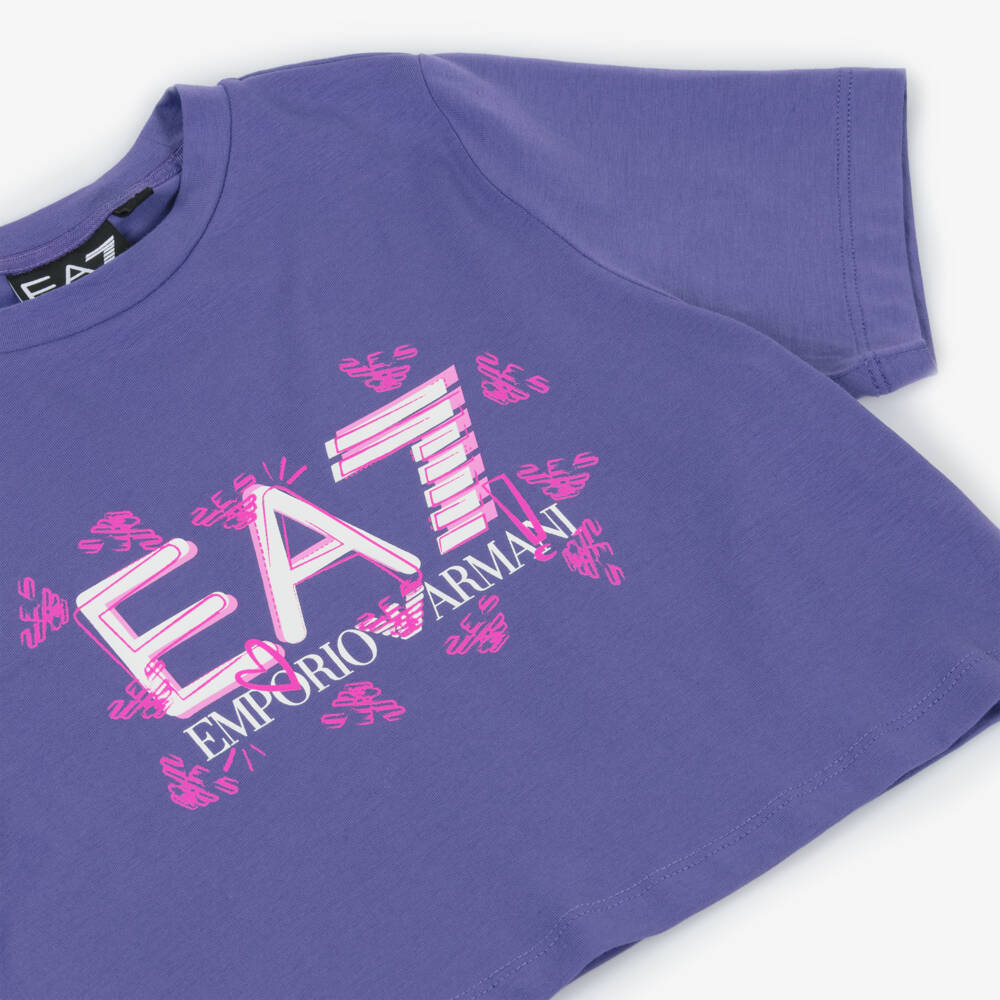 EA7 Emporio Armani-Girls Lavender Jersey Butterfly Tee | Childrensalon Outlet