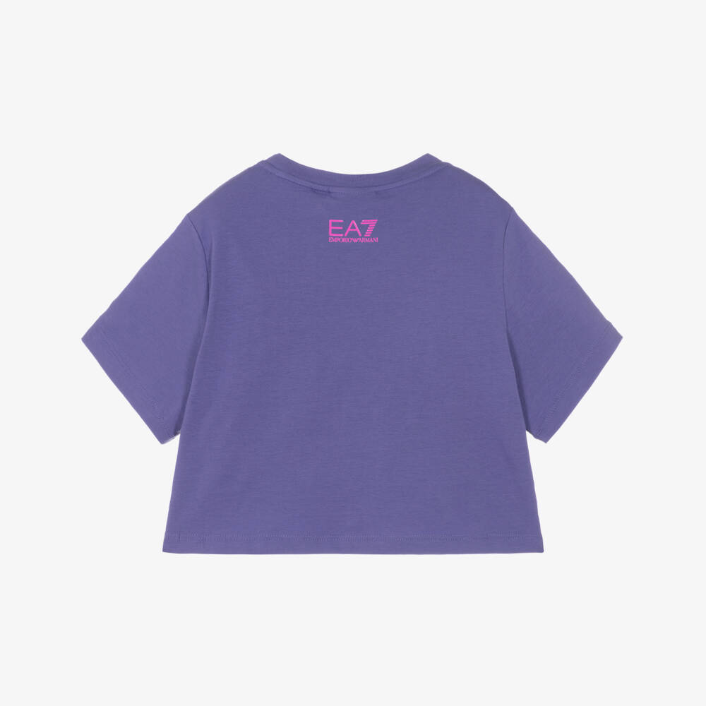 EA7 Emporio Armani-Girls Lavender Jersey Butterfly Tee | Childrensalon Outlet