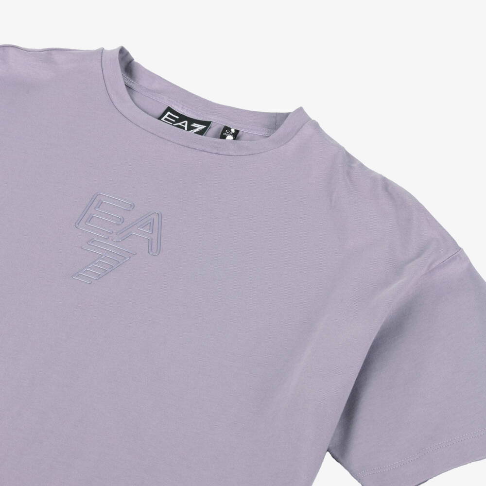 EA7 Emporio Armani-Girls Lilac Soft Cotton Tee | Childrensalon Outlet