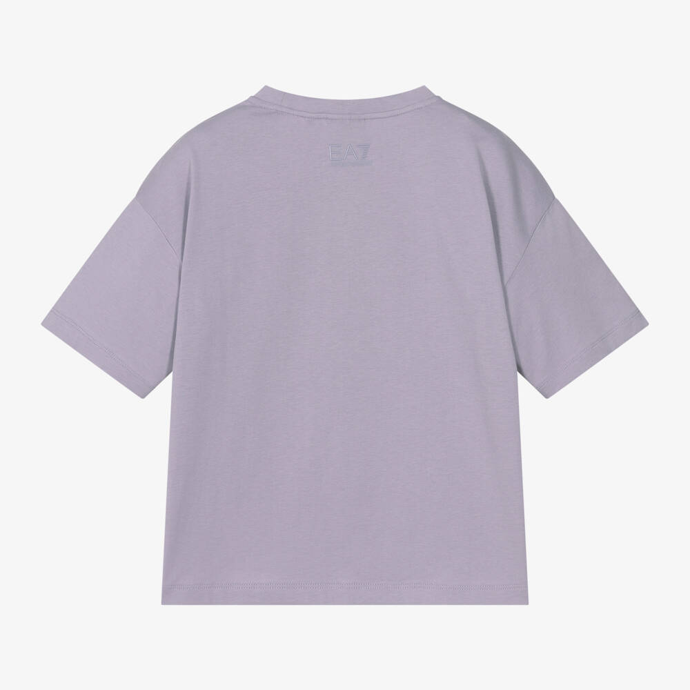 EA7 Emporio Armani-Girls Lilac Soft Cotton Tee | Childrensalon Outlet