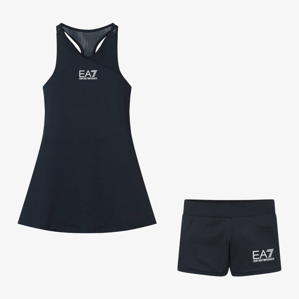 EA7 Emporio Armani-Girls Navy Blue Ventus7 Sports Dress Set | Childrensalon Outlet