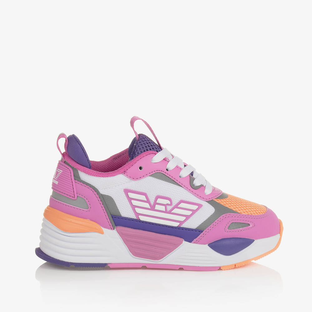 EA7 Emporio Armani-Girls Pink Ace Runner Trainers | Childrensalon Outlet