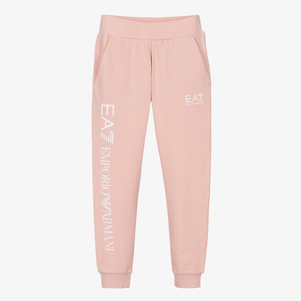 EA7 Emporio Armani - Розовые хлопковые джоггеры ЕА7 для девочек | Childrensalon