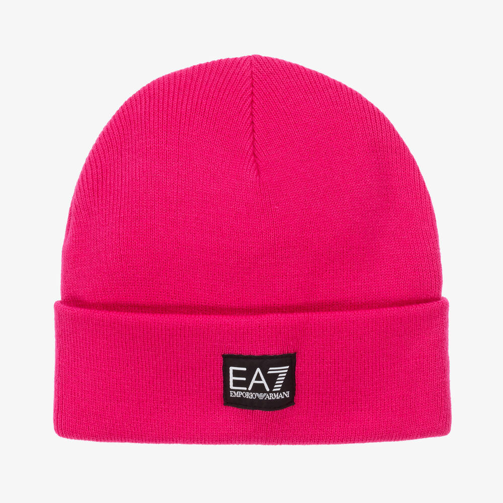 EA7 Emporio Armani - Pinke Strick-Beanie für Mädchen | Childrensalon