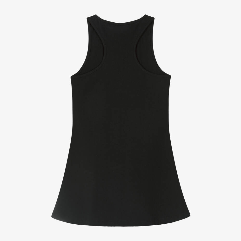EA7 Emporio Armani-Girls Sleek Black Cotton Dress | Childrensalon Outlet