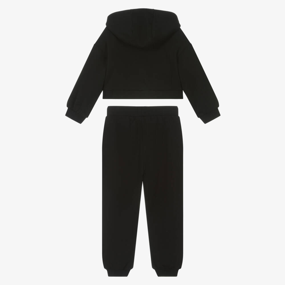 EA7 Emporio Armani-Girls Sparkling Black Cotton Lounge Set | Childrensalon Outlet