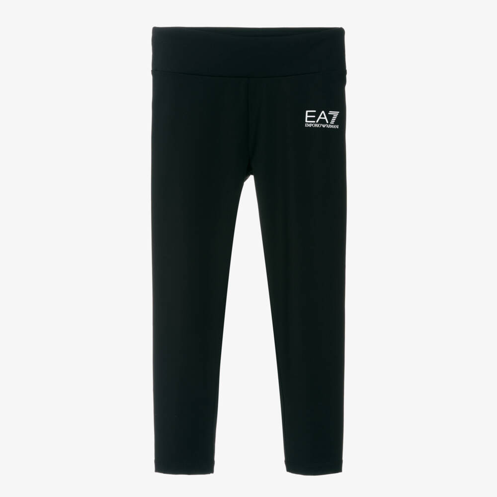 EA7 Emporio Armani-Girls Sporty Black Performance Leggings | Childrensalon Outlet