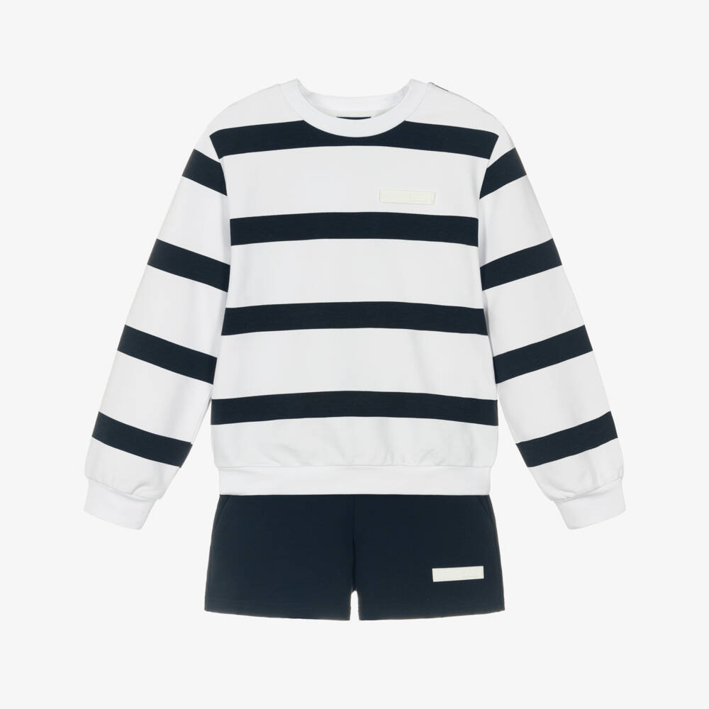 EA7 Emporio Armani-Комплект полосатых хлопковых шорт для девочек | Childrensalon Outlet