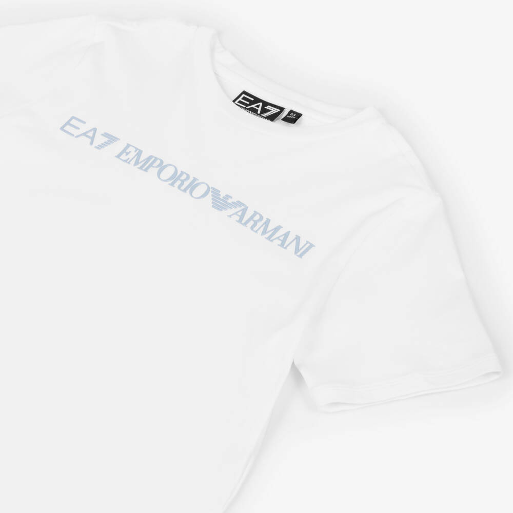 EA7 Emporio Armani-Girls White & Black Cotton Leggings Set with EA7 Logo | Childrensalon Outlet
