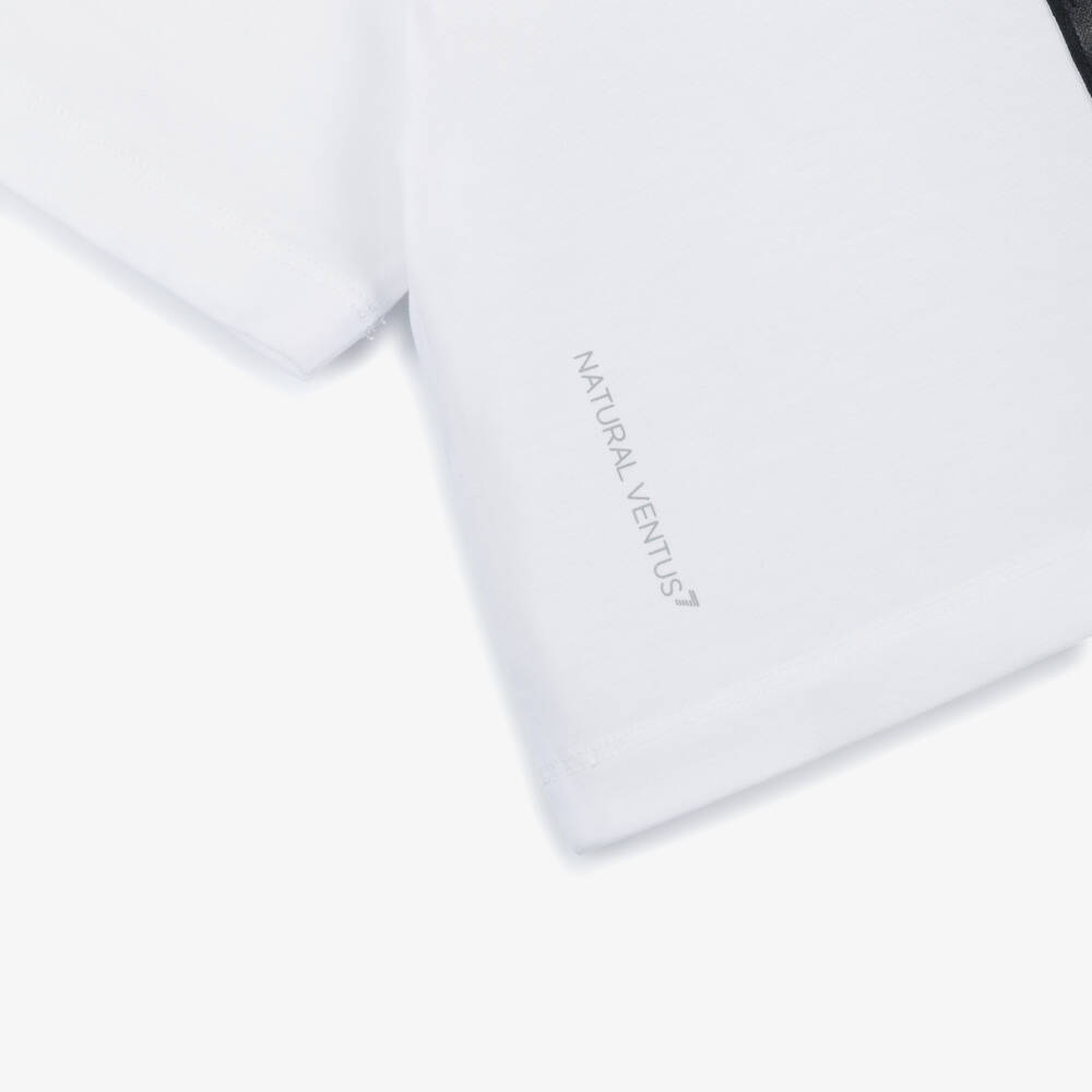 EA7 Emporio Armani-Girls White Jersey T-Shirt with Black Logo Taping | Childrensalon Outlet