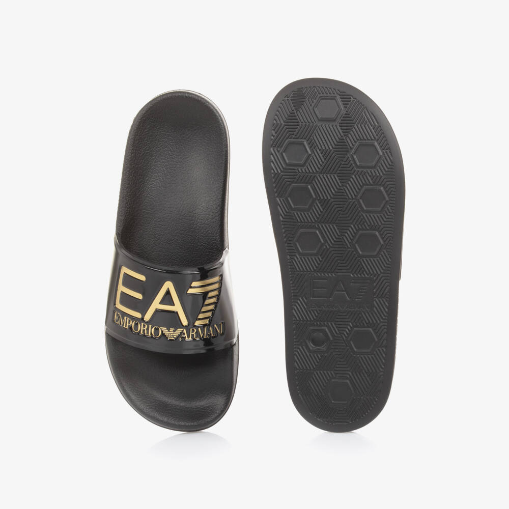 EA7 Emporio Armani-Черные золотые легендарные слипоны для детей | Childrensalon Outlet