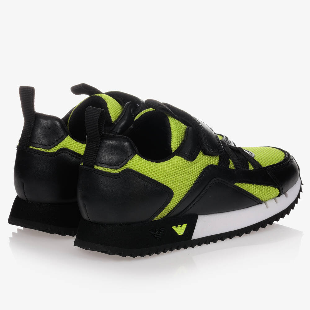 EA7 Emporio Armani-Green & Black Logo Trainers | Childrensalon Outlet